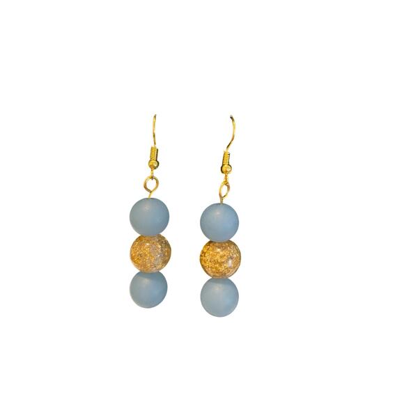 blue and crackled bead earrings - Picture 1 of 3